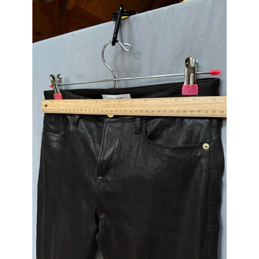 NWT Leather Frame Le Skinny de Jeanne Women's Pants, Black 26 Authentic lamb - Picture 6 of 11